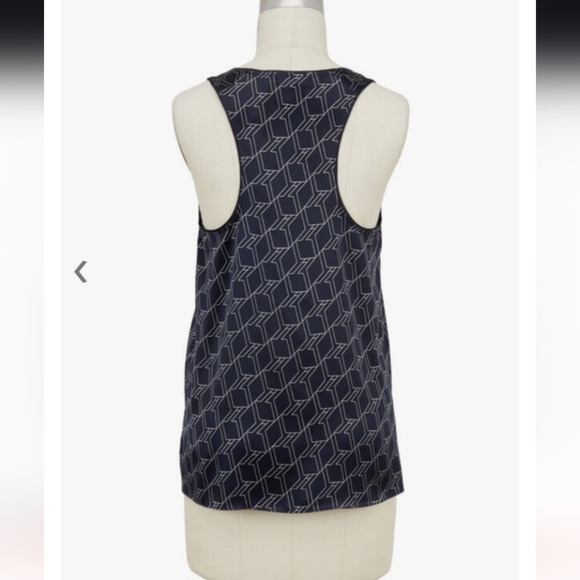 Rag & Bone Hill Navy Blue 100% Silk Geometric Print Tank Size M - Picture 2 of 8